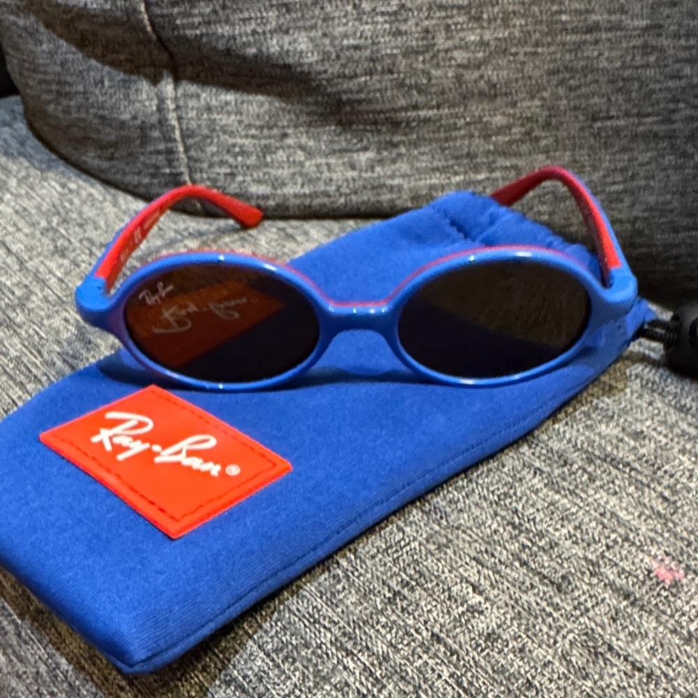 Ray-Ban Kids Blue Frame with Red Temples Oval Sunglasses